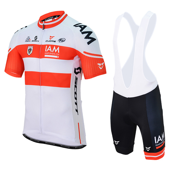 2017 Maillot iam Tirantes Mangas Cortas Blanco Y Rojo